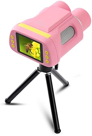 Телескоп на дигитален микроскоп, 2 -инчен екран 720p Детска камера со преносен штанд, 32 GB SD картичка, мини електронски двогледи, компатибилен