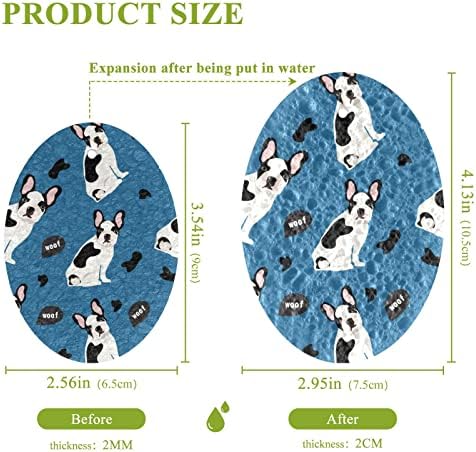 Алаза Симпатична француска булдог животинска печатење на сино природен сунѓер кујнски целулоза сунѓери за садови миење на бања и чистење на домаќинства, не-крик и