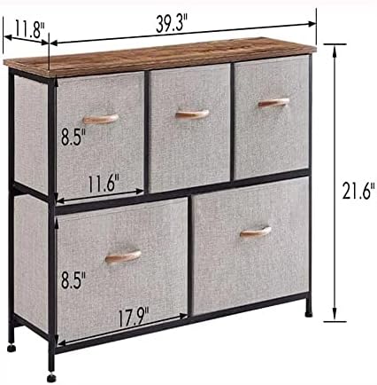 Quul 5 фиоки за складирање Организатор за складирање Кабинет за спална соба дневна соба ходник за влез во плакарот со широка цврста челична рамка