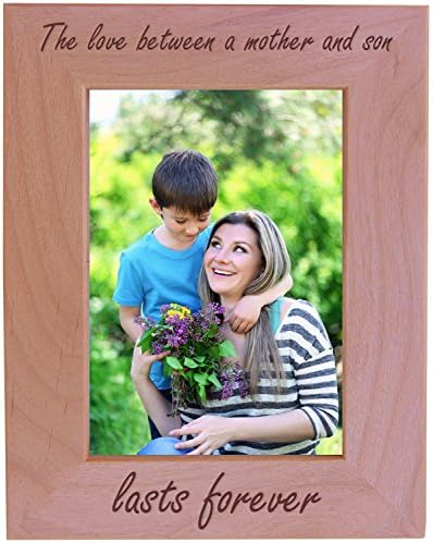 CustomGiftsnow theубовта помеѓу мајка и син трае вечно - рамка за слика на дрво - одговара на слика од 5х7 инчи