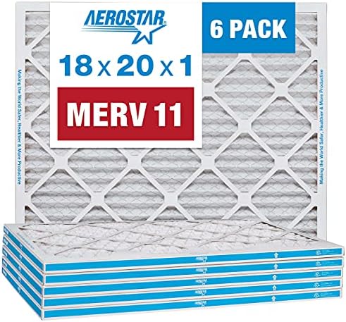 Aerostar 18x20x1 MERV 11 Pleated Филтер За Воздух, 6 Пакет &засилувач; 20x20x1 MERV 13 Pleated Филтер За Воздух, AC Печка Филтер