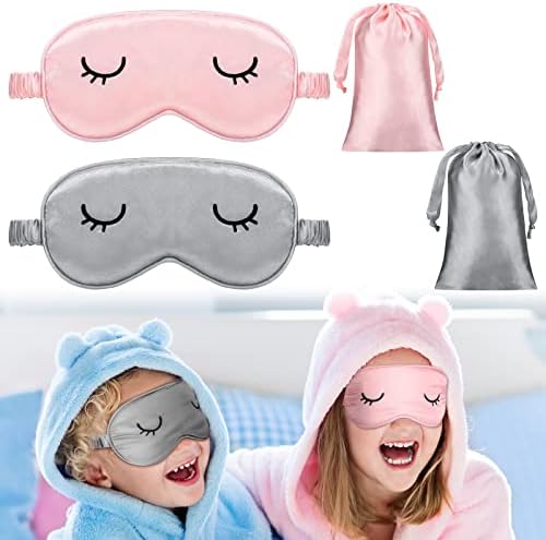 2 парчиња слатки маски за спиење за очи за деца свила за спиење Окото за очи Симпатична лесна прилагодлива маска за очила за очила сатен ноќна очила за очила со 2 пар?