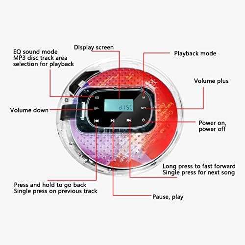 Преносен ЦД плеер, 5 звучни ефекти Мултифункционален компактен ЦД плеер 3,5мм интерфејс за патување