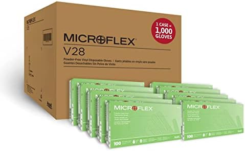 Microflex V28 за еднократна употреба мазни винилни нараквици за преработка на храна, чистење - природно