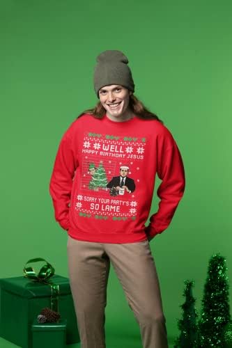 Добро среќен роденден Исус Смешен цитат канцеларија грда Божиќна џемпер унисекс екипаж графички џемпер