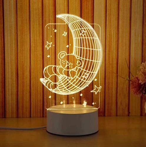 УСБ -биро ламба DIY 3D ноќно светло акрилик цртан филм Loveубов ламба 4W кревет ламба топла светлина 1814cm, f