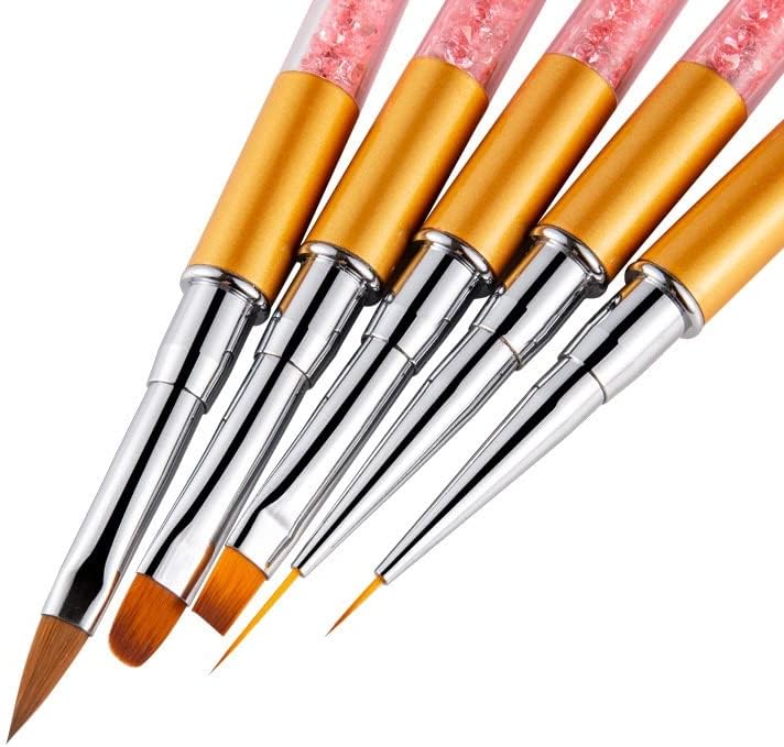 Hnkdd Nail Art Brush Chush Brush Clught Manicure Rhinestone Metal Acrylic Rearking Saftion Safture Extension Builder Pen Pen